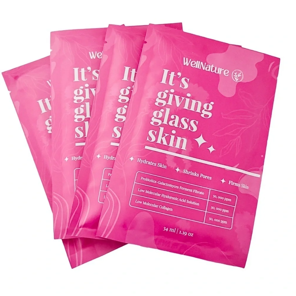 NWT WellNature It’s Giving Glass Skin Collagen Face Masks (4) Hydrating Skincare